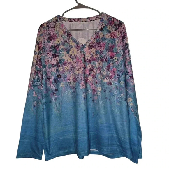 Womens Exclusive, size large long sleeve blouse, NEW WITH TAGS!! - Picture 1 of 3